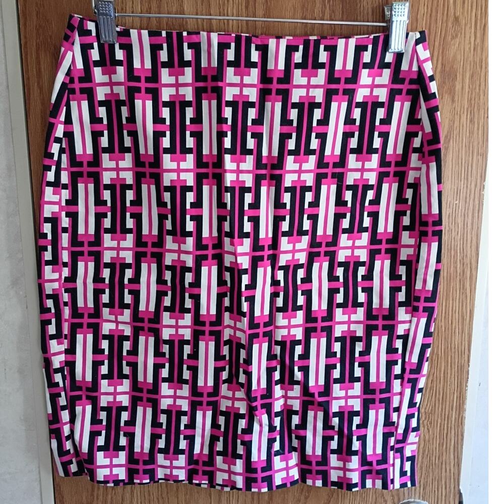 Banana Republic Pink Black Geometric Mini Skirt Womens 4 Stretch Mod Y2K Retro